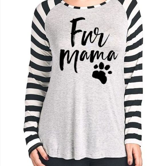 Fur Mama Long Sleeve Plus Size  T-shirt - Picture 1 of 1